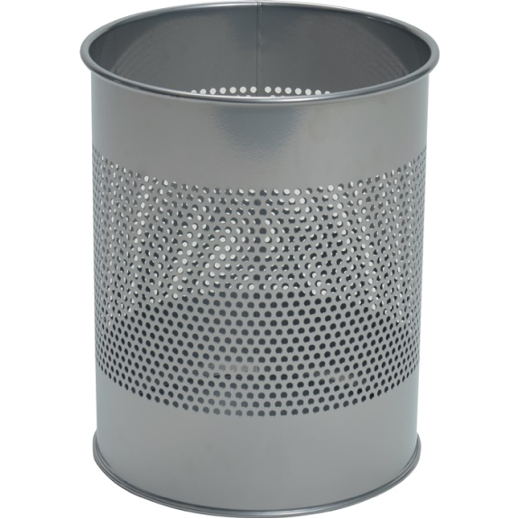 Corbeille à papier 15l H315xØ260mm grille à trous métal résine époxy.argent métallisé-Leer más