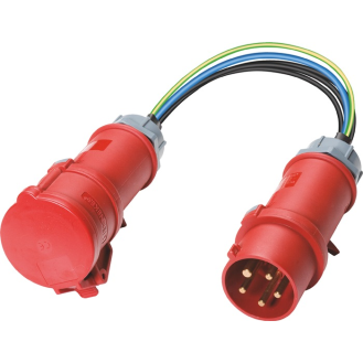 Messadapter für 3-phasige Verbraucher 16 A CEE-Stecker an CEE-Kupplung-Beschreibung lesen