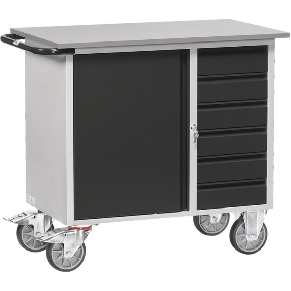 Werksttwagen H915xB1080xT590mm lichtgrau/grau Anz.Schubl.xH 6x95mm-Beschreibung lesen