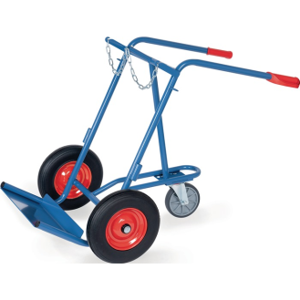 Stahlflaschenkarre für Flascheninhalt 2x40-50l Vollgummi-Bereifung mit Lenkradträger 150kg-Beschreibung lesen