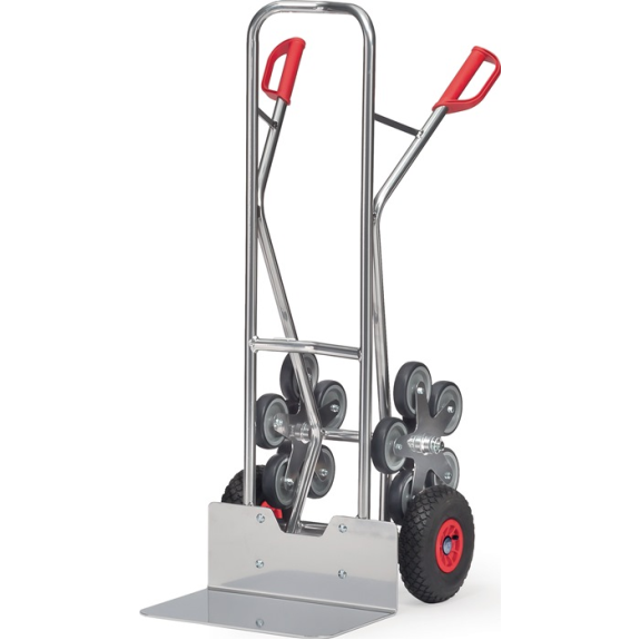 Carretilla de escalera H.1300mm Pala L300xW480mm Alu. Ruedas neumáticas/estrella de 5 brazos-Leer más