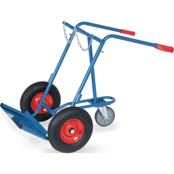 Stahlflaschenkarre für Flascheninhalt 2x40-50l Luft-Bereifung mit Lenkradträger 150kg-Beschreibung lesen