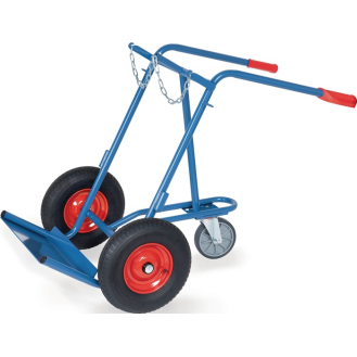 Stahlflaschenkarre für Flascheninhalt 2x40-50l Luft-Bereifung mit Lenkradträger 150kg-Beschreibung lesen