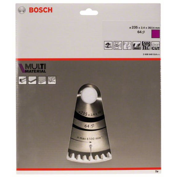 Kreissägeblt AD 235mm Z.64 HLTCG Bohr.30mm Schnitt-B.2,4mm HM-Beschreibung lesen