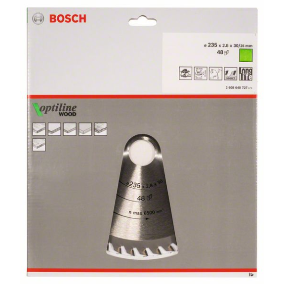Kreissägeblt Optiline Wood AD 235mm Z.48 WZ Bohr.30mm Schnitt-B.2,8mm HM-Beschreibung lesen