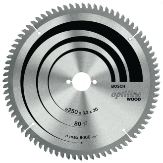 Kreissägeblt AD 250mm Z.80 WZ/N Bohr.30mm Schnitt-B.3,2mm HM-Beschreibung lesen