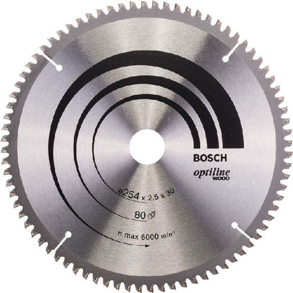 Lame de scie circulaire Optiline Wood AD 254mm Z.80 WZ/N perçage 30mm largeur de coupe 2,5mm-Lire la description