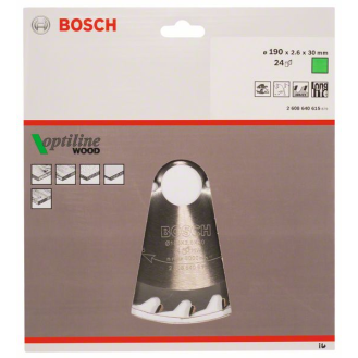 Kreissägeblt Optiline Wood AD 190mm Z.24 WZ Bohr.30mm Schnitt-B.2,6mm-Beschreibung lesen