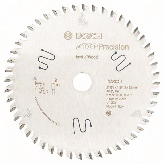 Kreissägeblt AD 165mm Z.48 WZ Bohr.20mm Schnitt-B.1,8mm HM-Beschreibung lesen