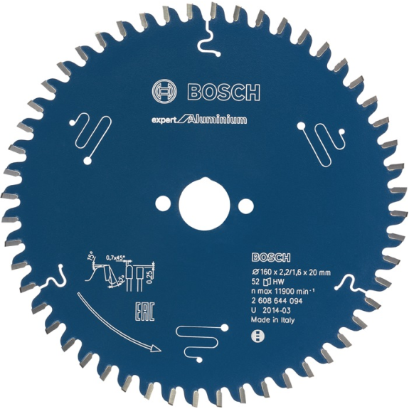 Lame de scie circulaire AD 165mm Z.52 HLTCG perçage 20mm largeur de coupe 2,6mm HM-Lire la description