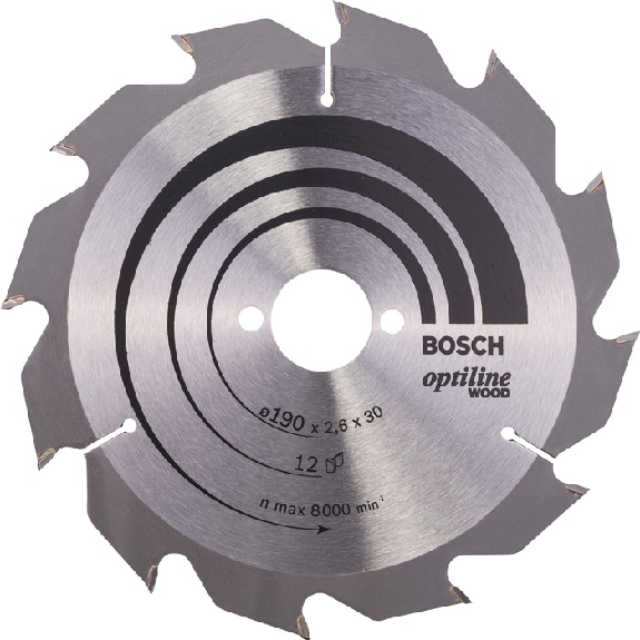 Kreissägeblt Optiline Wood AD 190mm Z.12 WZ Bohr.30mm Schnitt-B.2,6mm HM-Beschreibung lesen