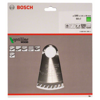 Kreissägeblt Optiline Wood AD 190mm Z.60 WZ Bohr.30mm Schnitt-B.2,6mm-Beschreibung lesen