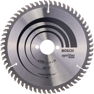 Kreissägeblt Optiline Wood AD 190mm Z.60 WZ Bohr.30mm Schnitt-B.2,6mm-Beschreibung lesen