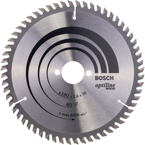 Kreissägeblt Optiline Wood AD 190mm Z.60 WZ Bohr.30mm Schnitt-B.2,6mm-Beschreibung lesen