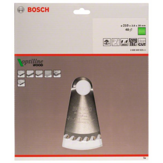 Kreissägeblt Optiline Wood AD 210mm Z.48 WZ Bohr.30mm Schnitt-B.2,8mm-Beschreibung lesen
