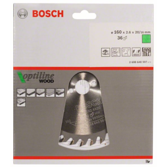Kreissägeblt Optiline Wood AD 160mm Z.36 WZ Bohr.20mm Schnitt-B.2,6mm-Beschreibung lesen