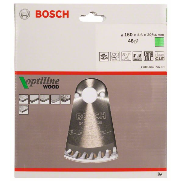 Kreissägeblt Optiline Wood AD 160mm Z.48 WZ Bohr.20mm Schnitt-B.2,6mm-Beschreibung lesen