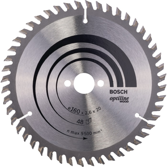 Kreissägeblt Optiline Wood AD 160mm Z.48 WZ Bohr.20mm Schnitt-B.2,6mm-Beschreibung lesen