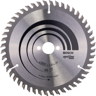 Kreissägeblt Optiline Wood AD 160mm Z.48 WZ Bohr.20mm Schnitt-B.2,6mm-Beschreibung lesen