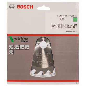 Kreissägeblt Optiline Wood AD 160mm Z.24 WZ Bohr.20mm Schnitt-B.2,6mm-Beschreibung lesen