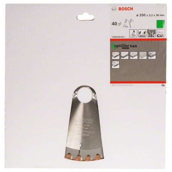 Kreissägeblt Optiline Wood AD 250mm Z.40 WZ/N Bohr.30mm Schnitt-B.3,2mm-Beschreibung lesen