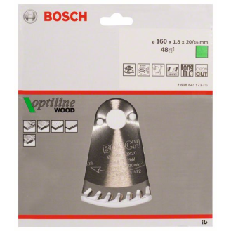 Kreissägeblt Optiline Wood AD 160mm Z.48 WZ Bohr.20mm Schnitt-B.1,8mm HM-Beschreibung lesen