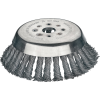 Kegelbürste D.180mm Drahtstärke 0,5mm STA 14mm Bohr.20mm 8000min-¹