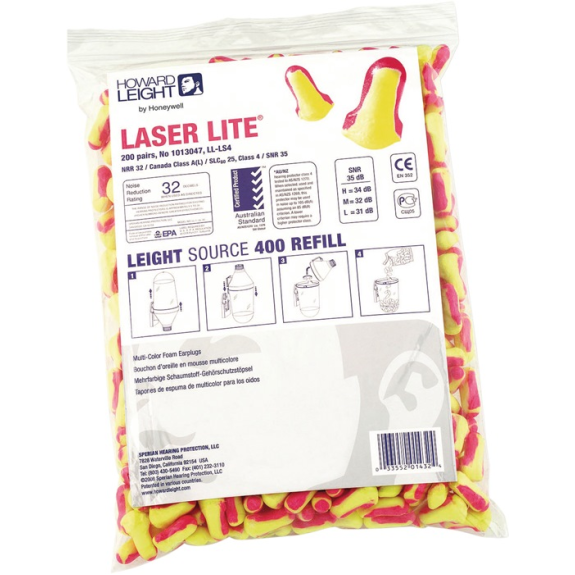 Bouchons d'oreilles Laser Lite EN 352-2 SNR 35 dB recharge 200 PA/paquet.-Lire la description