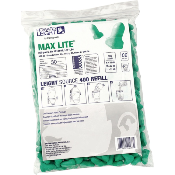 Gehörschutzstöpsel MAX LITE REFILL LS400 EN352 SNR 34 dB Nachfüllpack 200 PA/Pk.-Beschreibung lesen