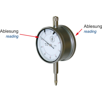 Messuhr mit zwei Messuhren (Vorder- und Rückseite)-Beschreibung lesen