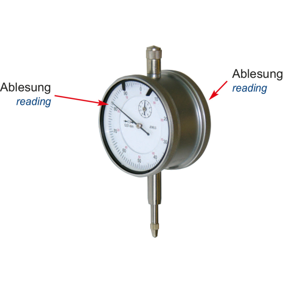 Messuhr mit zwei Messuhren (Vorder- und Rückseite)-Beschreibung lesen