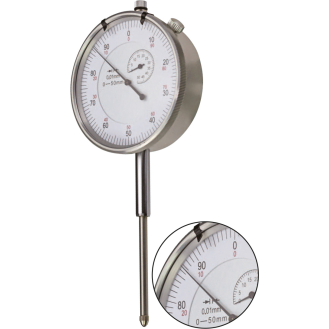 Messuhr 0-50mm und Ø80mm Ziffernblatt durch Außenring drehbar-Beschreibung lesen