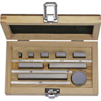 Parallelendmaß-Prüfsatz für Mikrometer 1,4/2,5/5,1/7,7/10,3/12,9/15,0/17,6/20,2/22,8/25,0/50/75/100mm mit Planglas-Beschreibung lesen