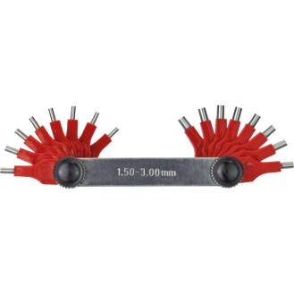 Düsenlehren mit Stahlstiften Maß 1,5-3,0mm (16 Stück)-Beschreibung lesen