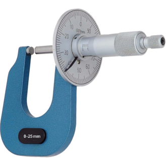 Bügelmessschraube zur Messung von Blechdicken 0-25mm mit Ablesung 0,01mm-Beschreibung lesen