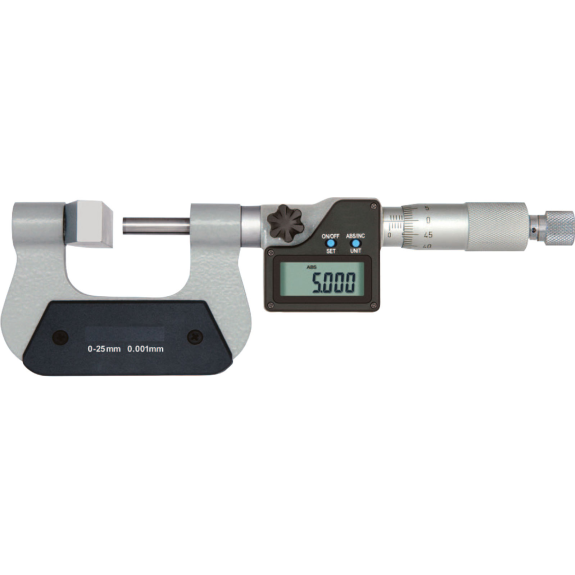 Bügelmessschraube mit großem Amboss zum Messen von Dicken z.B. von Scheibenfräsern 0-25mm und Ablesung 0,001mm-Beschreibung lesen