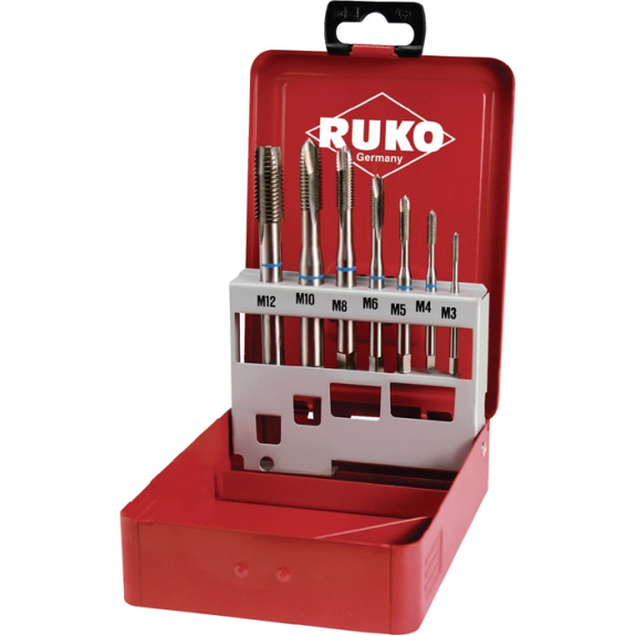 Gewindebohrerset DIN 371/376 B M3-M12, 7-teilig HSS Gewindebohrerset DIN 371/376 B M3-M12, 7-teilig HSS-Beschreibung lesen