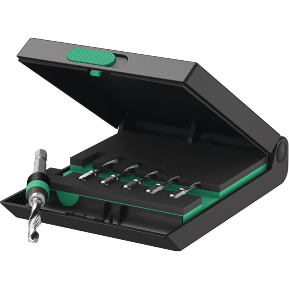 Kombigewindebohrerbitsz 7-tlg.HSS 1/4 Zoll 6KT Ku.-Box Kombigewindebohrerbitsz 7-tlg.HSS 1/4 Zoll 6KT Ku.-Box-Beschreibung lesen