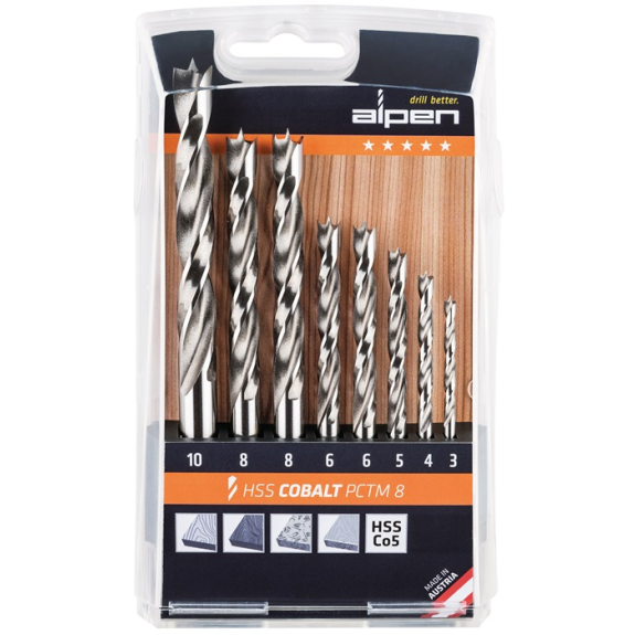 Holzspiralbohrersz PCTM 8-tlg.D.3,4,5,2x6,2x 8,10mm HSS-Co5 Holzspiralbohrersz PCTM 8-tlg.D.3,4,5,2x6,2x 8,10mm HSS-Co5-Beschreibung lesen