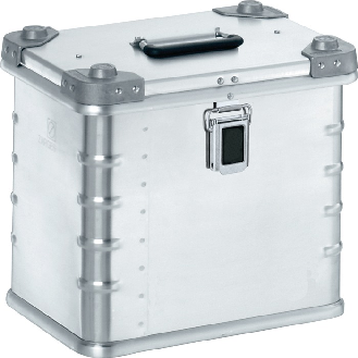 Aluminiumbox L400xB300xH340mm 27l m.Klappverschluss u.Alu-Stapelecken-Beschreibung lesen