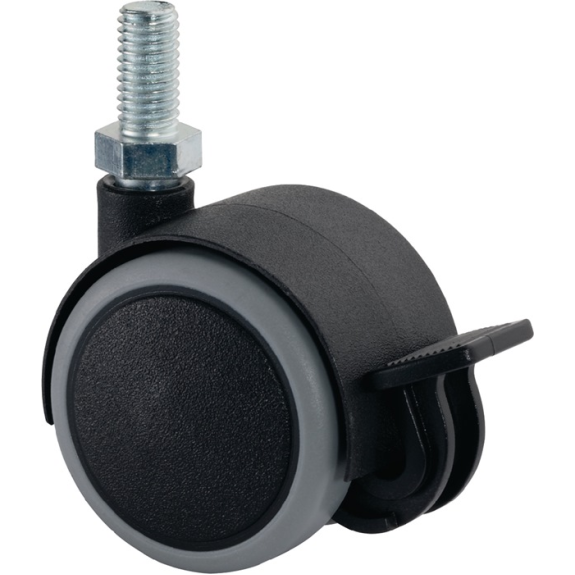 Kunststoffdoppelrolle m.Festst.D.50mm Trgf.50kg M10 Ku.grau-Beschreibung lesen