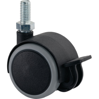 Kunststoffdoppelrolle m.Festst.D.50mm Trgf.50kg M10 Ku.grau-Beschreibung lesen