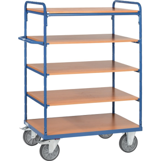Etagenwagen L1000xB700xH1552mm Gesamt-Trgf.600kg 5 Etagen Stirnwand offen-Beschreibung lesen