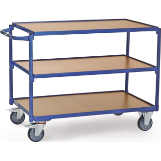 Tischwagen 3 Ladeflächen L1000xB700mm brillantblau Trgf.300kg Bügel waagerecht-Beschreibung lesen