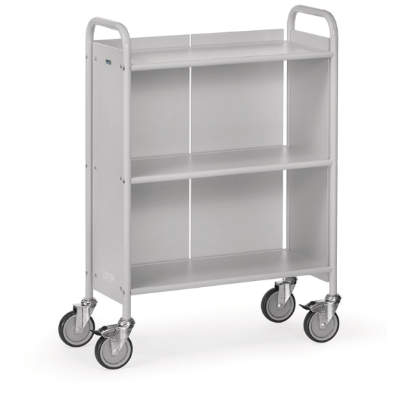 Desserte de bureau L810xL385xH1100mm gris clair/gris clair 2 compartiments avec dossier.-Leer más