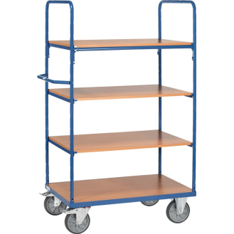 Etagenwagen L1200xB800xH1800mm Gesamt-Tragfähigkeit 600kg 4 Etagen Stirnwand offen-Beschreibung lesen