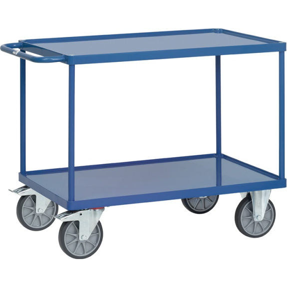 Tischwagen Bügel waagerecht 2Stahlblechwan L1000xB600mm Rand-H.10mm brillantbl Tischwagen Bügel waagerecht 2Stahlblechwan L1000xB600mm Rand-H.10mm brillantbl-Beschreibung lesen