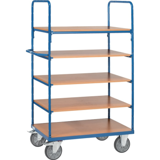 Etagenwagen L1000xB600xH1800mm Gesamt-Tragfähigkeit 600kg 5 Etagen Stirnwand offen-Beschreibung lesen