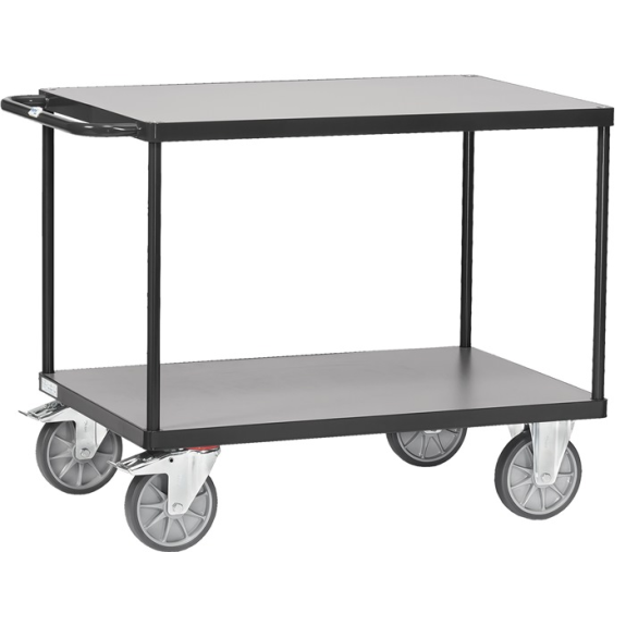 Tischwagen 2 Ladeflächen L1200xB800mm grau Trgf.600 kg Tischwagen 2 Ladeflächen L1200xB800mm grau Trgf.600 kg-Beschreibung lesen