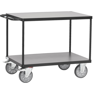 Tischwagen 2 Ladeflächen L1200xB800mm grau Trgf.600 kg-Beschreibung lesen